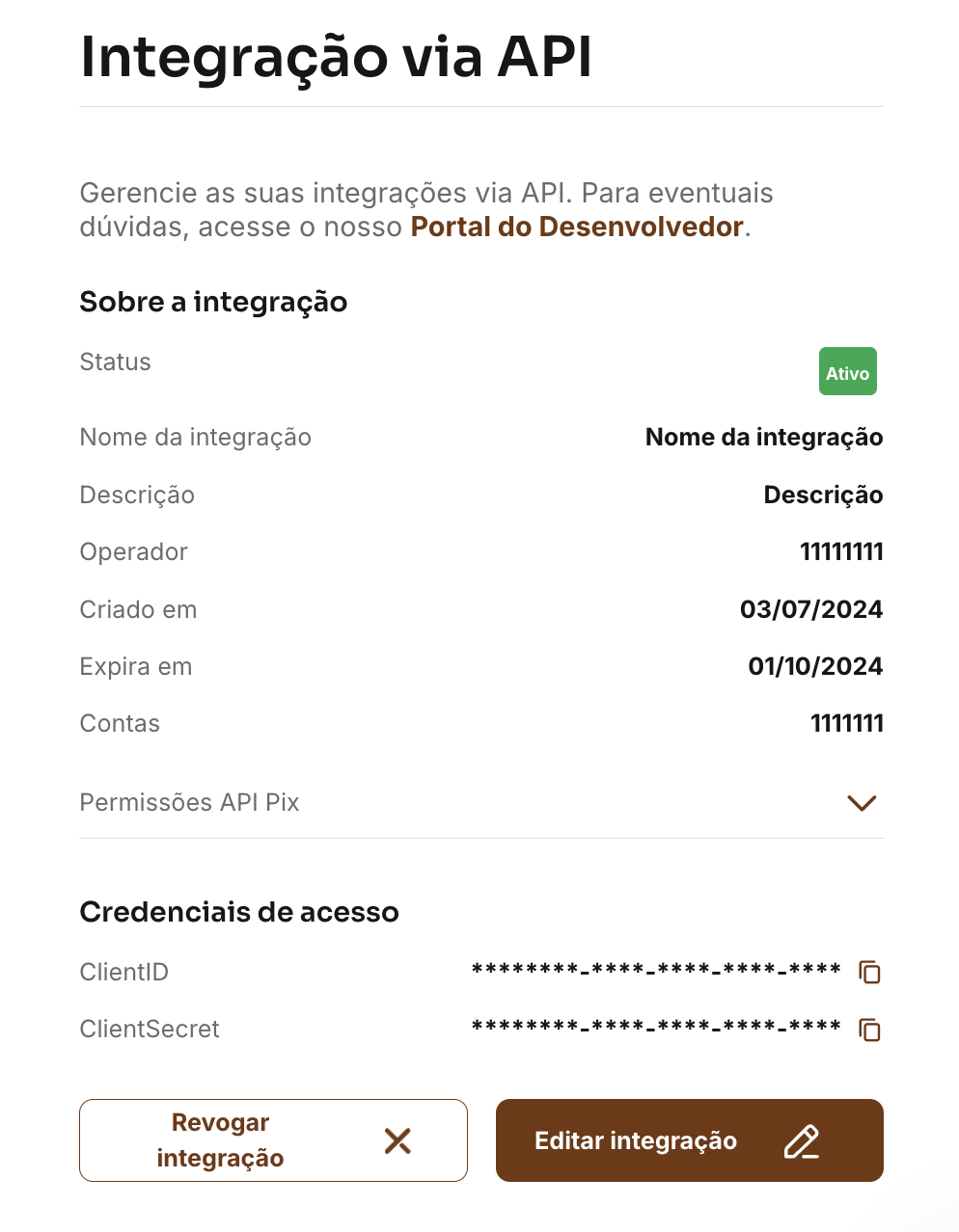 "Credenciais de acesso"