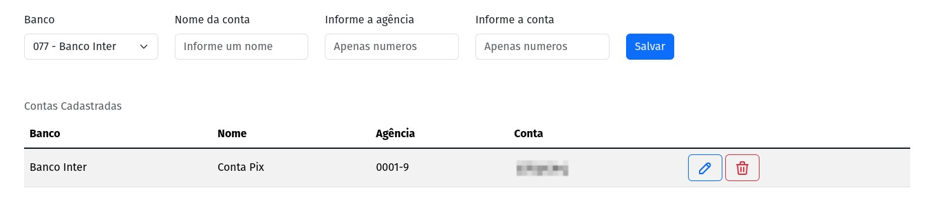 "Tela de contas"