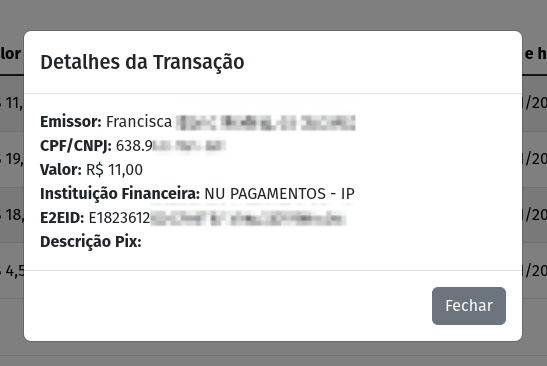 "Detalhe da transação"